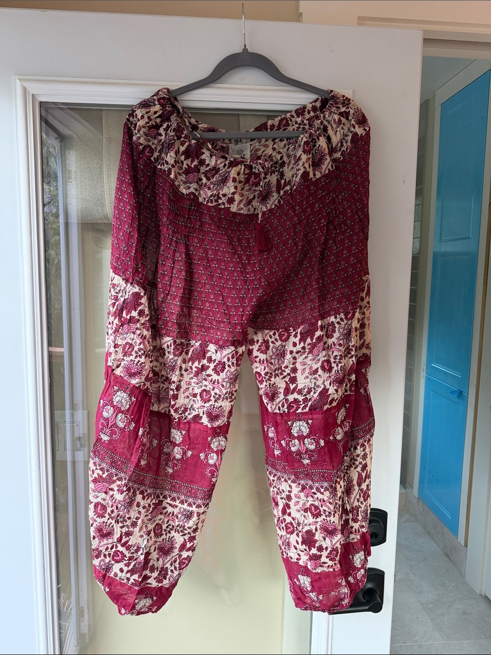 Blue Boheme Bohemian Harem Pants with Drawstring waist